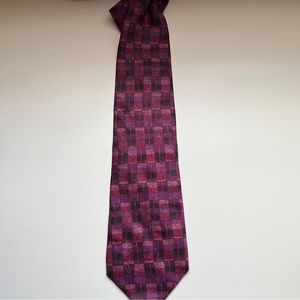 Vintage Alfani Purple Pink Abstract Silk Tie art 80s office wedding formal